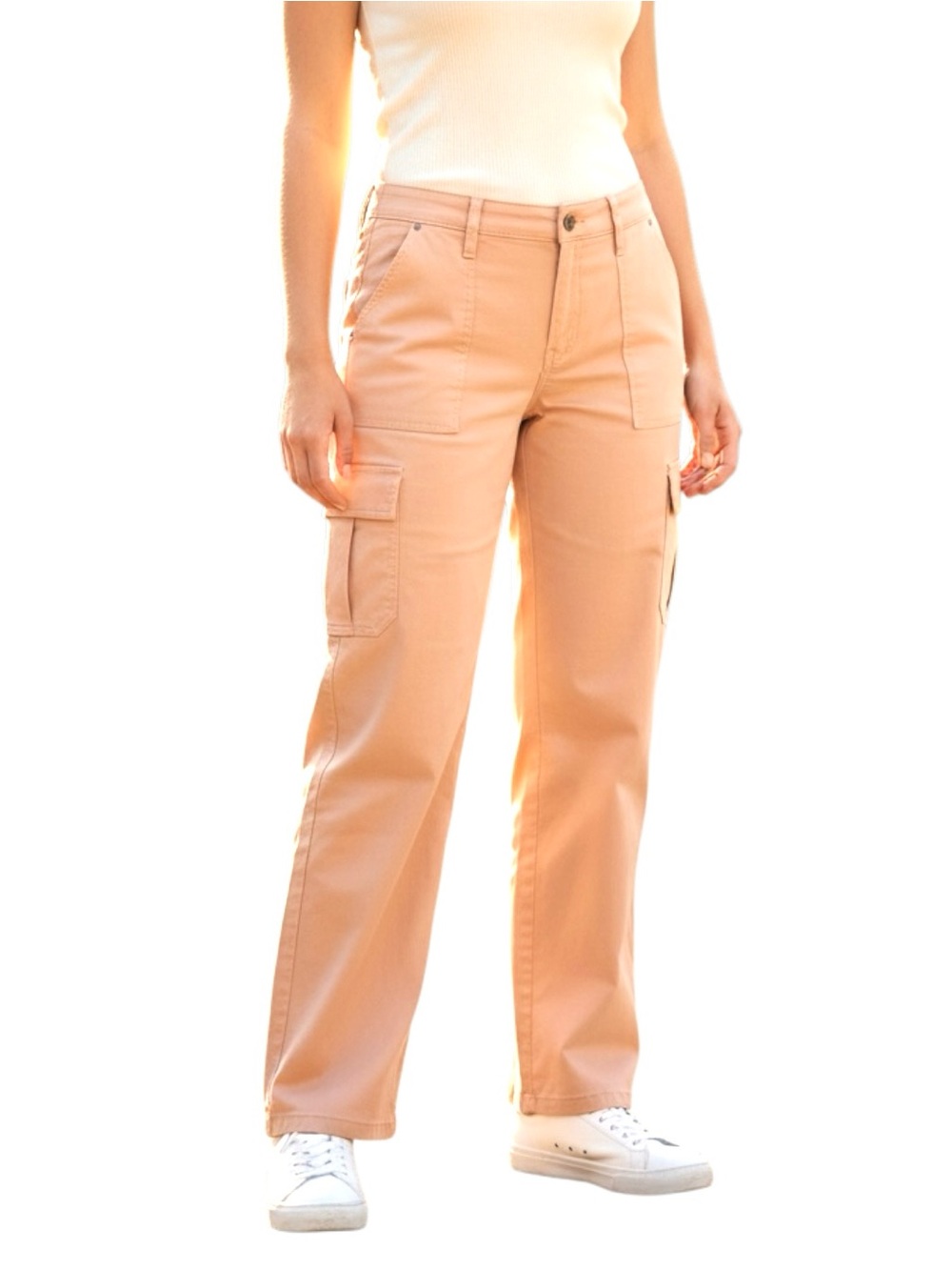 GUESS Sexy Cargo Straight Mid-Rise Pants, Women’s Color Peach, Sz‎ XL/ 31”inseam